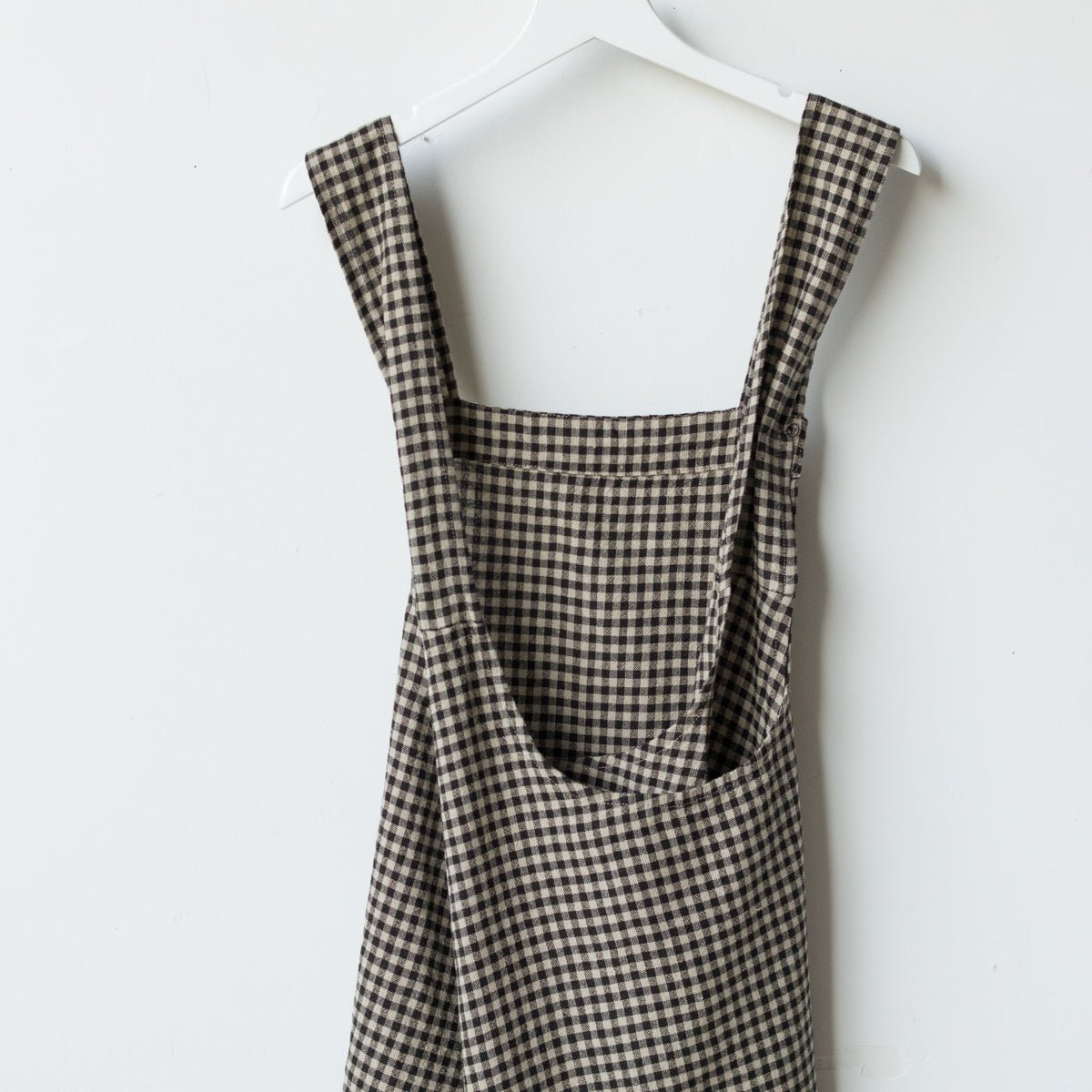 Gingham Linen Japanese Apron | Charbon - elsie green - textiles
