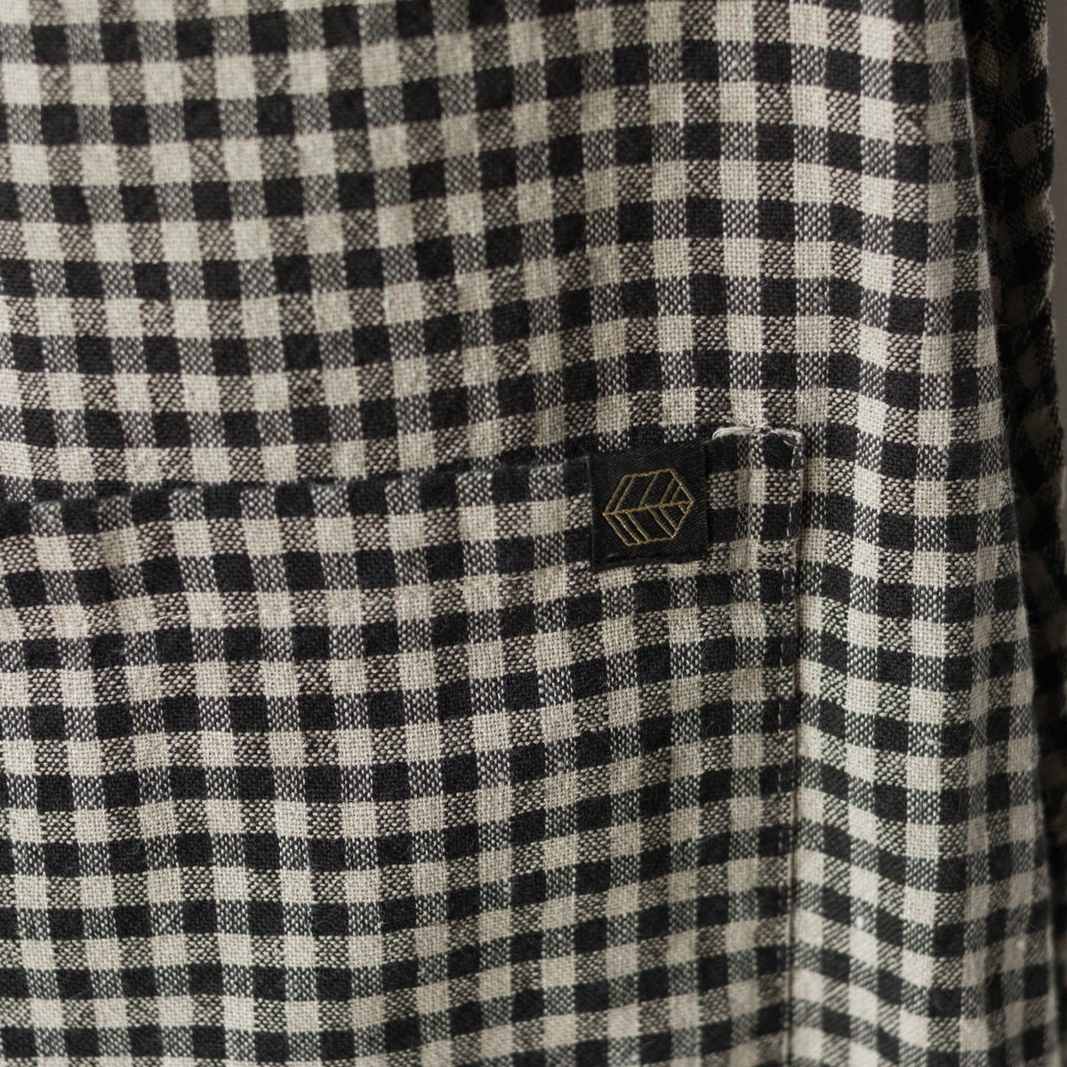 Gingham Linen Japanese Apron | Charbon - elsie green - textiles