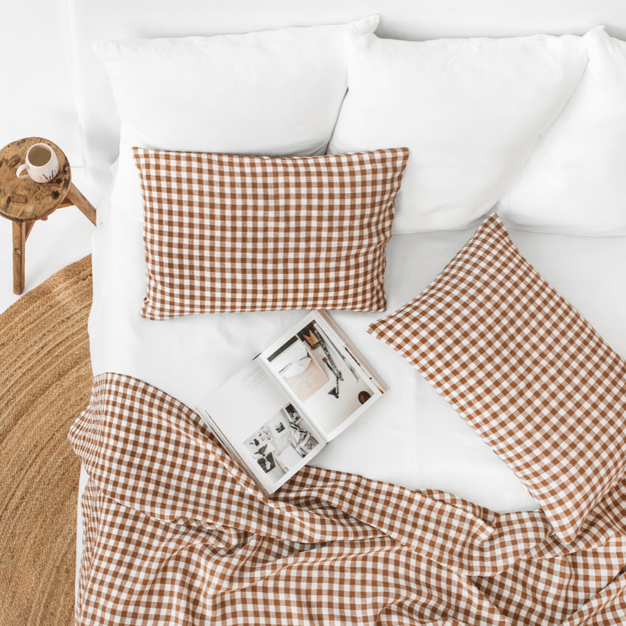 Gingham Linen Pillowcase - elsie green - Textiles