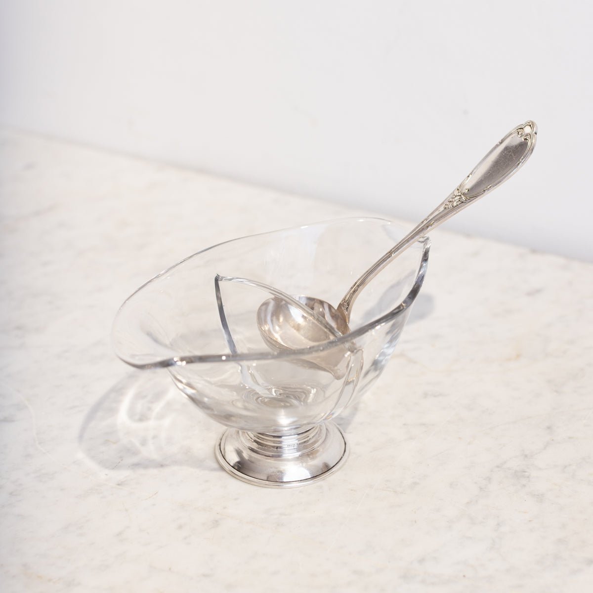 Glass and Sterling Gravy Boat with Engraved Ladle | The Patrick Orbe Collection - elsie green - the french kitchen