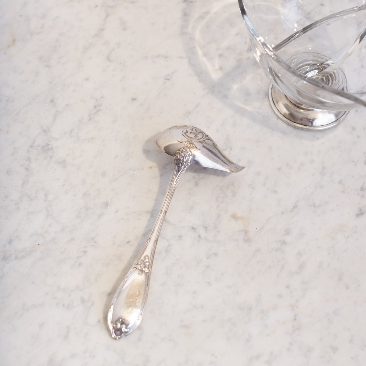 Glass and Sterling Gravy Boat with Engraved Ladle | The Patrick Orbe Collection - elsie green - the french kitchen