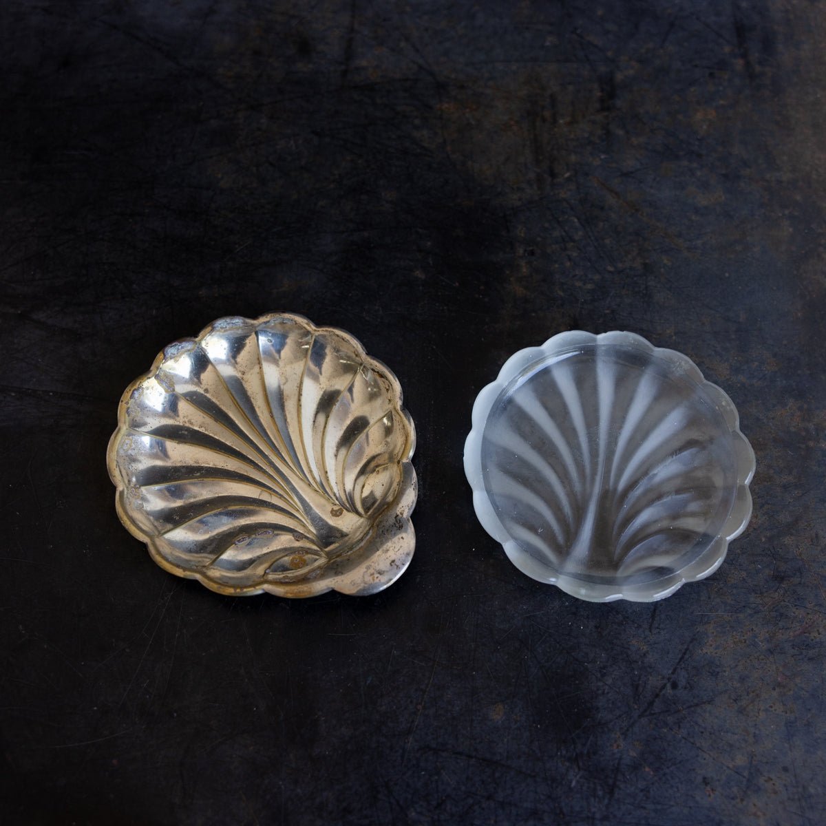 Glass & Silver Shell Soap Dish - elsie green - decor
