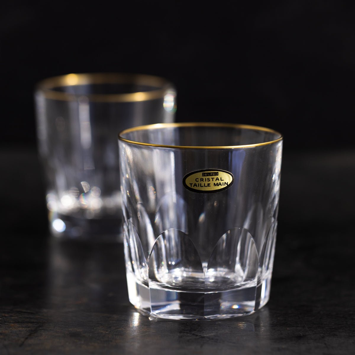 Gold Rim Crystal Bar Glass Set of 10 - elsie green - the french kitchen