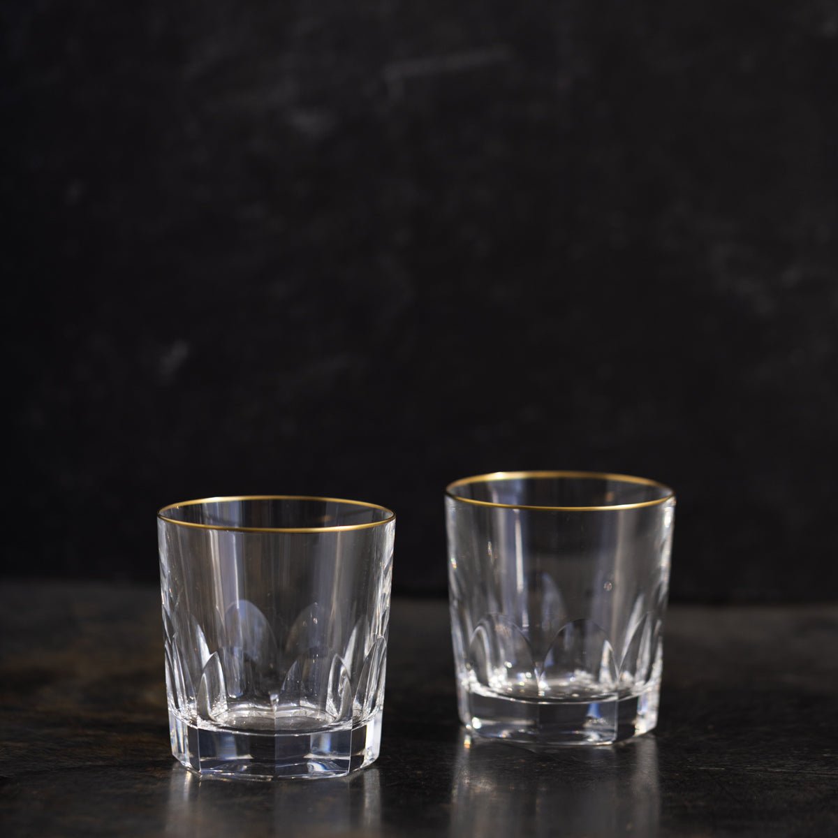 Gold Rim Crystal Bar Glass Set of 10 - elsie green - the french kitchen