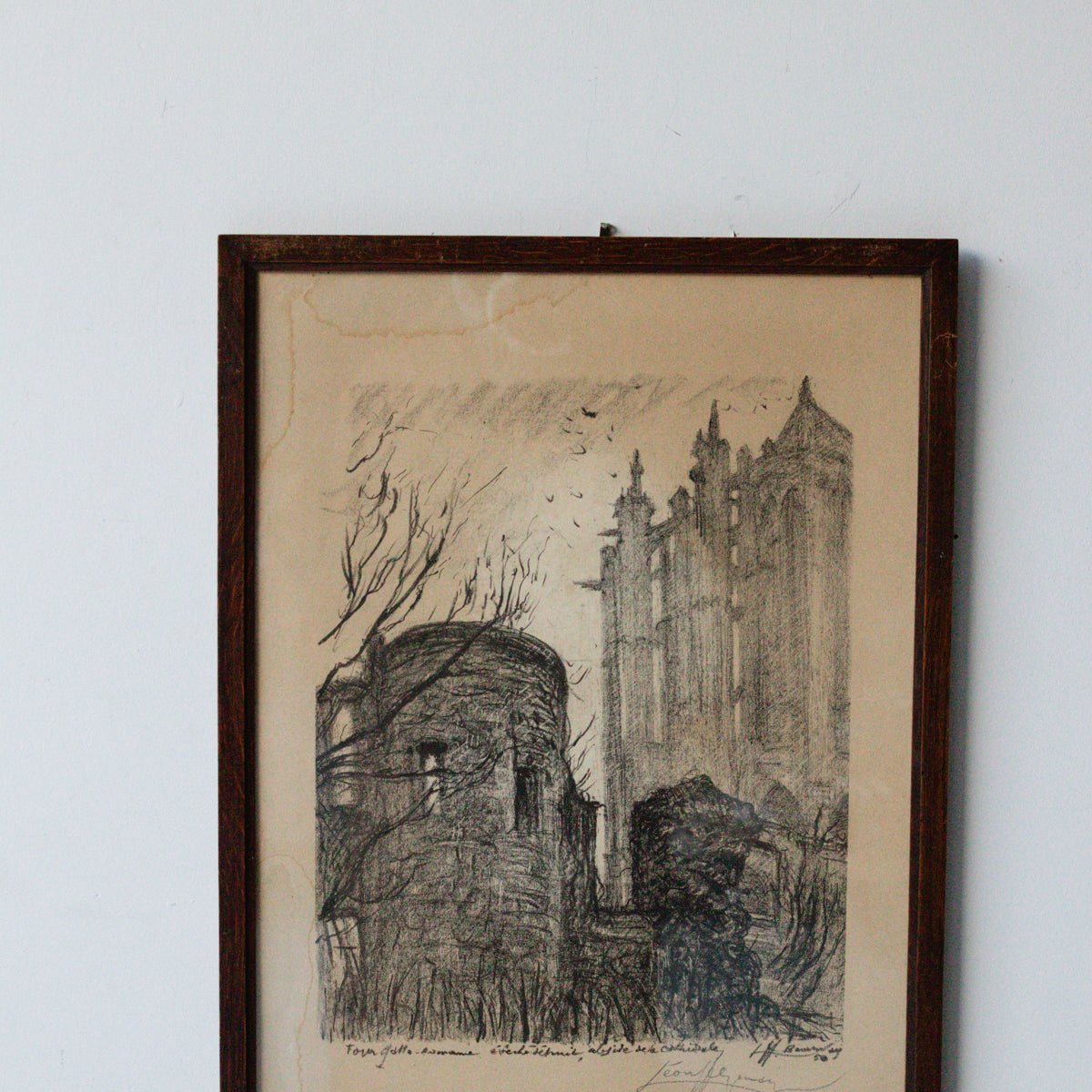 Gothic Cathedral Drawing | Dated 1950 - elsie green - art