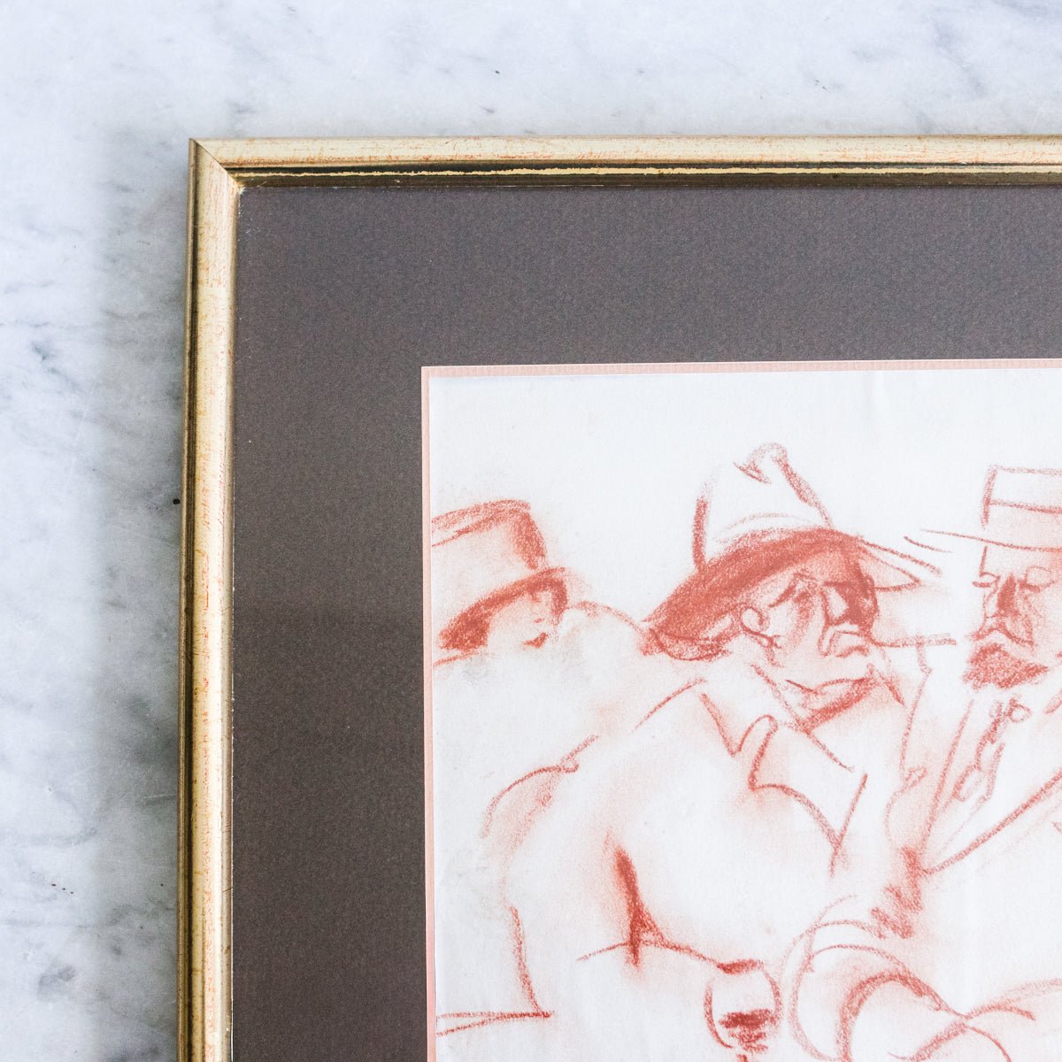 Group of Gentlemen in Conte Crayon Drawing - elsie green - art