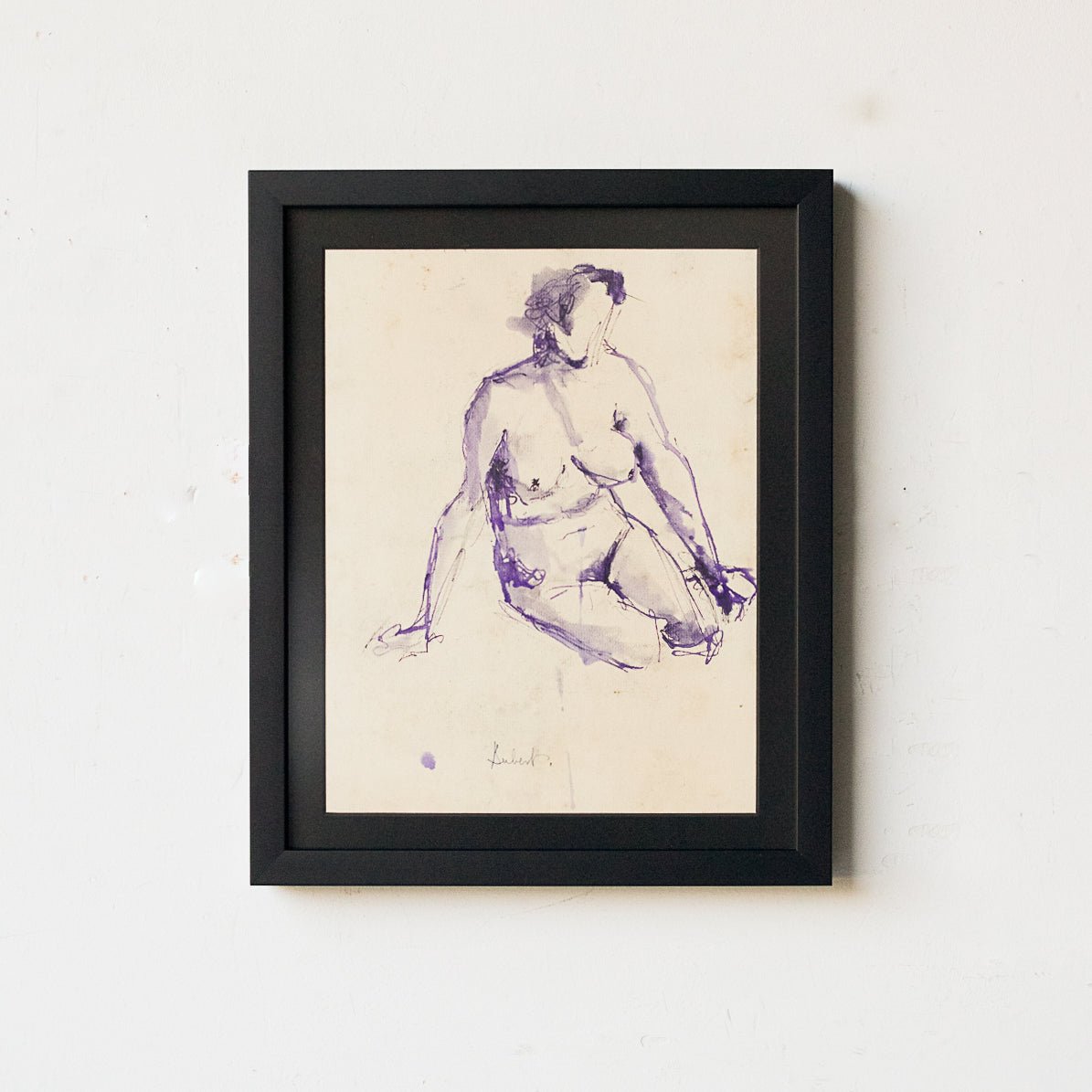 Guy Aubert Seated Nude in India Ink - elsie green - Art