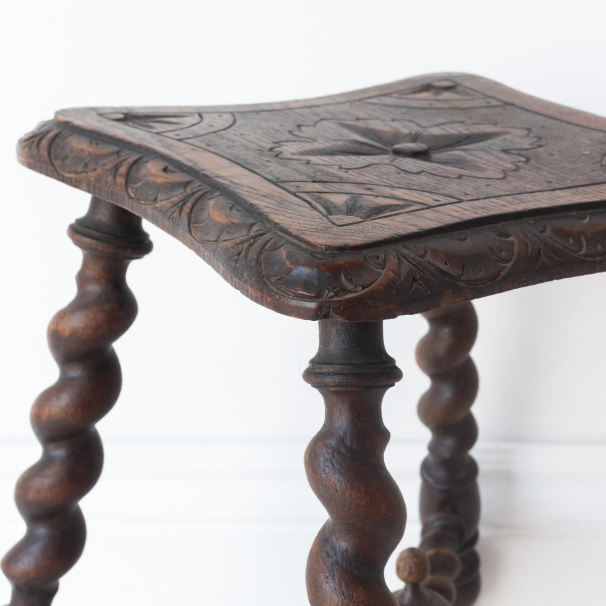 Hand Carved Spindle Stool - elsie green - furniture