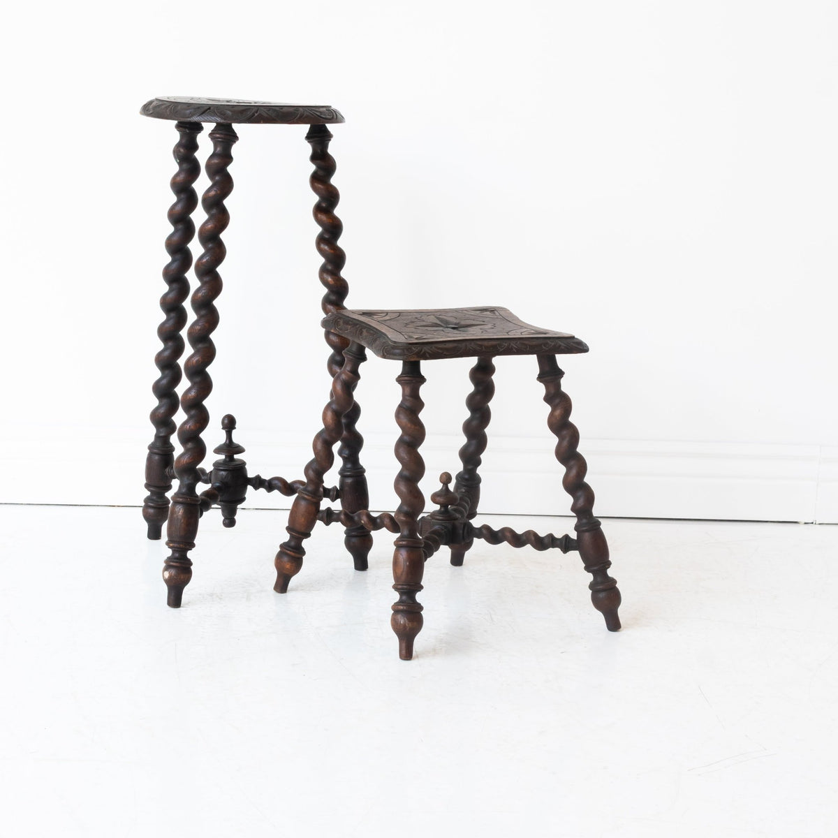 Hand Carved Spindle Stool - elsie green - furniture