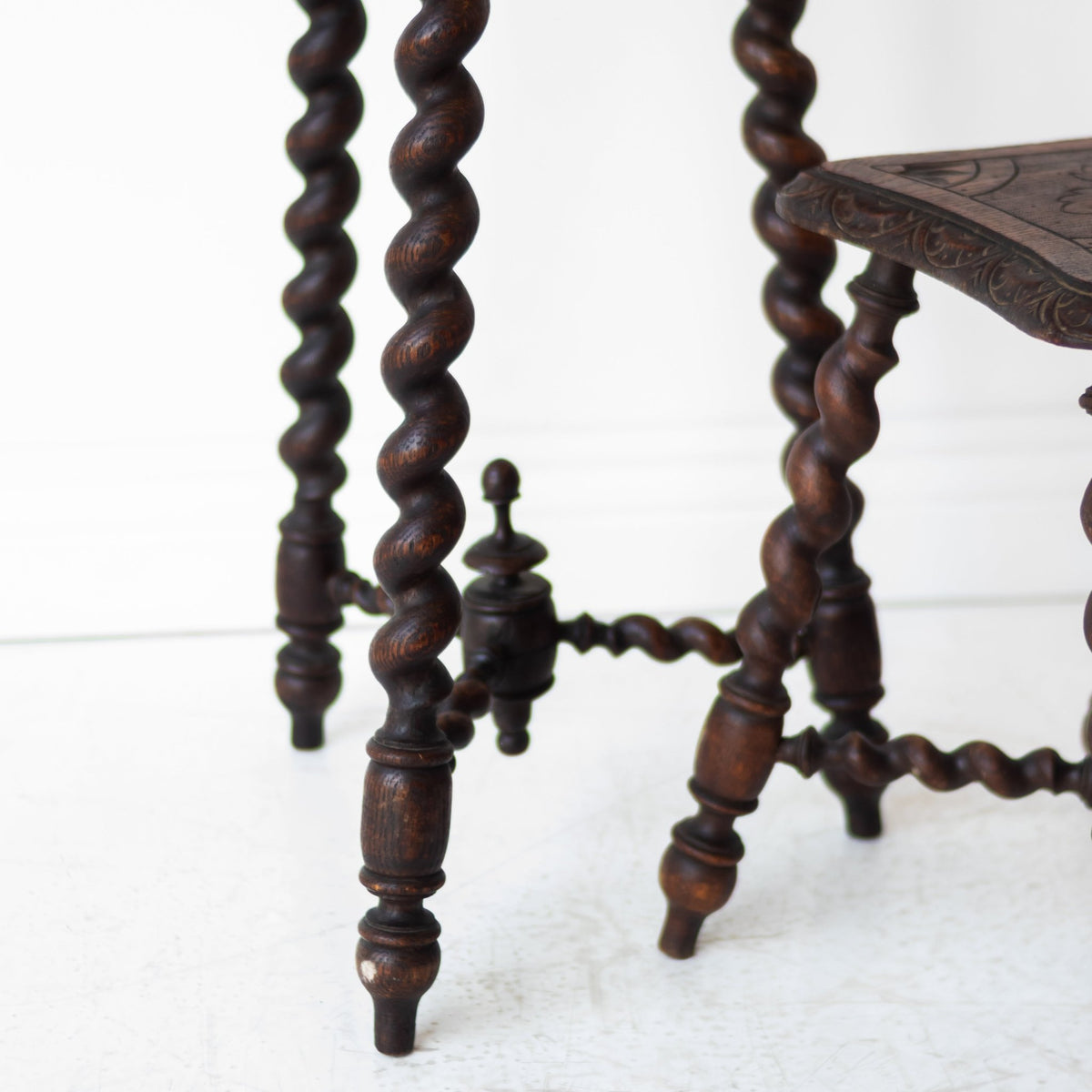 Hand Carved Spindle Stool - elsie green - furniture