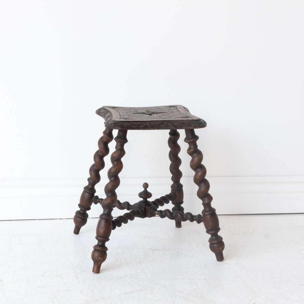 Hand Carved Spindle Stool - elsie green - furniture