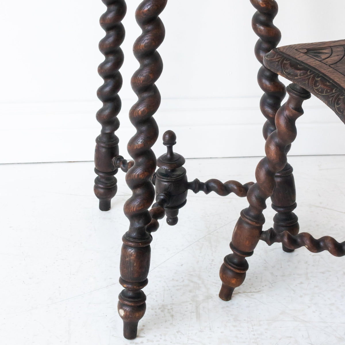 Hand Carved Spindle Stool - elsie green - furniture