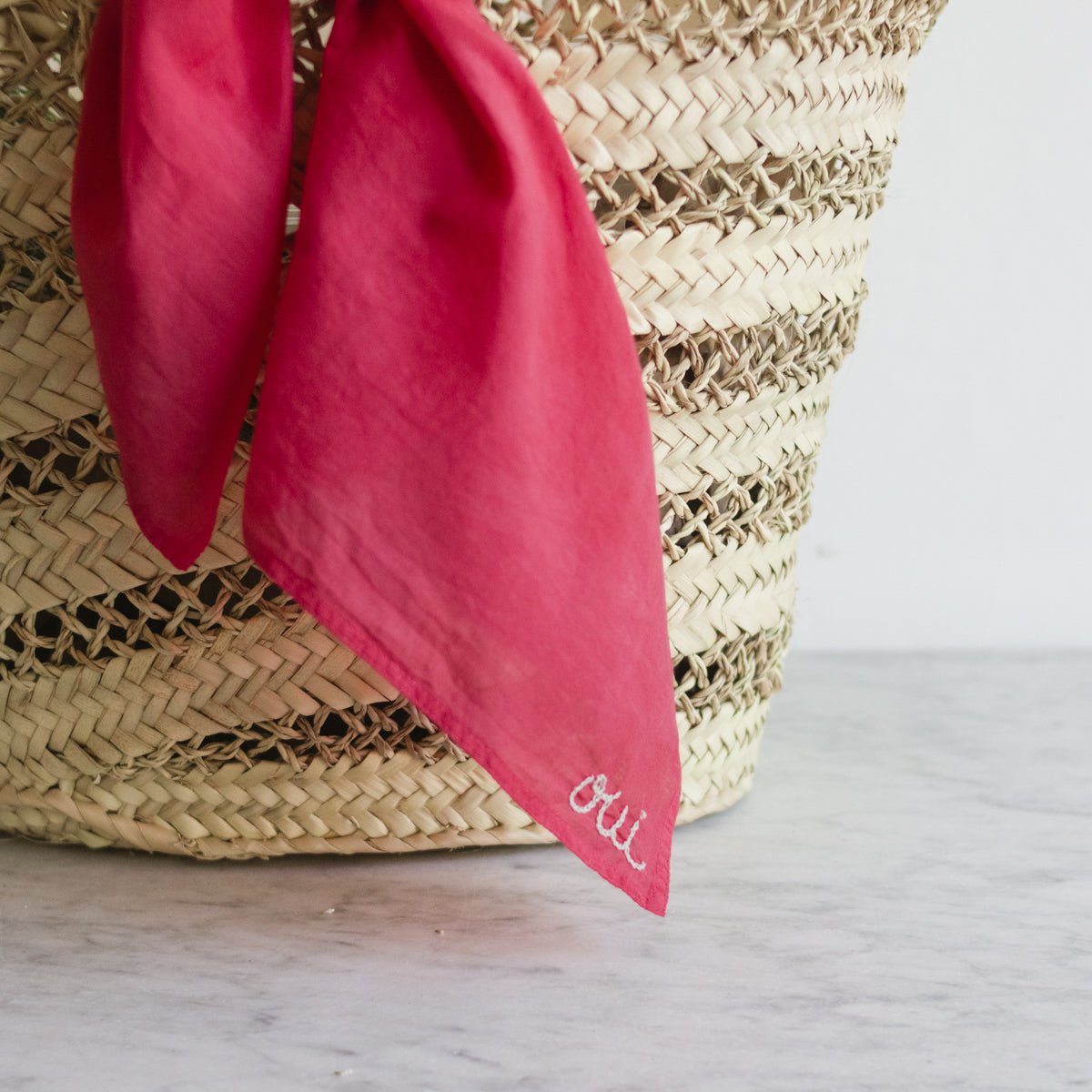 Hand Embroidered Bandana - elsie green - textiles