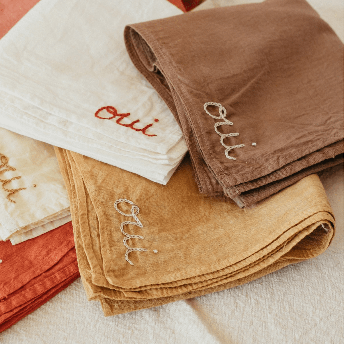 Hand Embroidered Bandana - elsie green - textiles