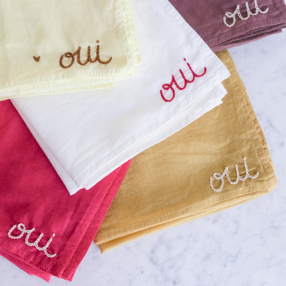 Hand Embroidered Bandana - elsie green - textiles