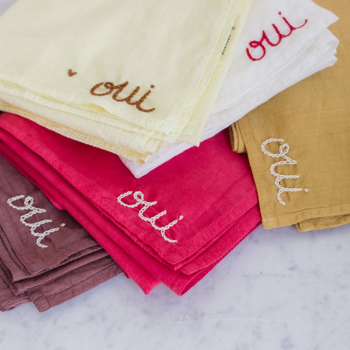 Hand Embroidered Bandana - elsie green - textiles