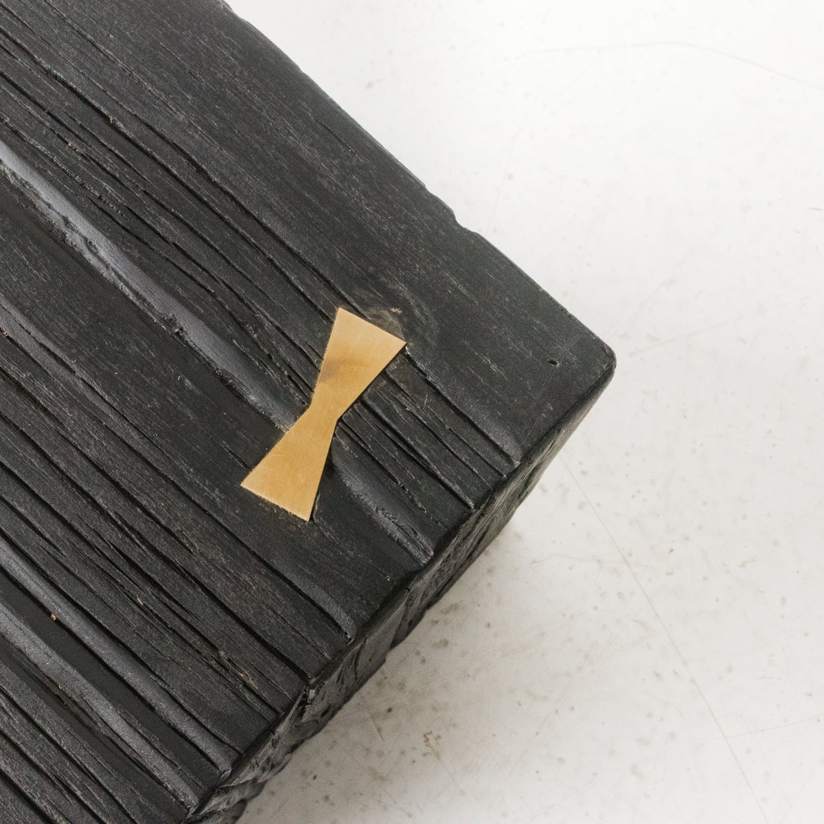 Hand Hewn Side Table with Brass Bow Tie - elsie green - furniture