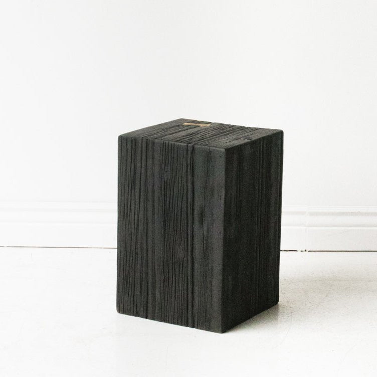 Hand Hewn Side Table with Brass Bow Tie - elsie green - furniture