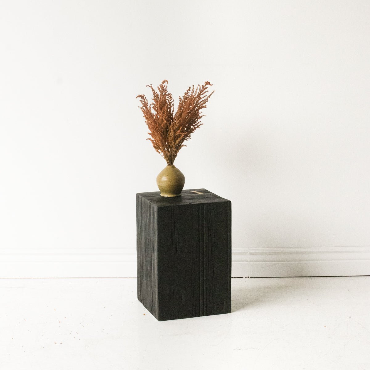 Hand Hewn Side Table with Brass Bow Tie - elsie green - furniture