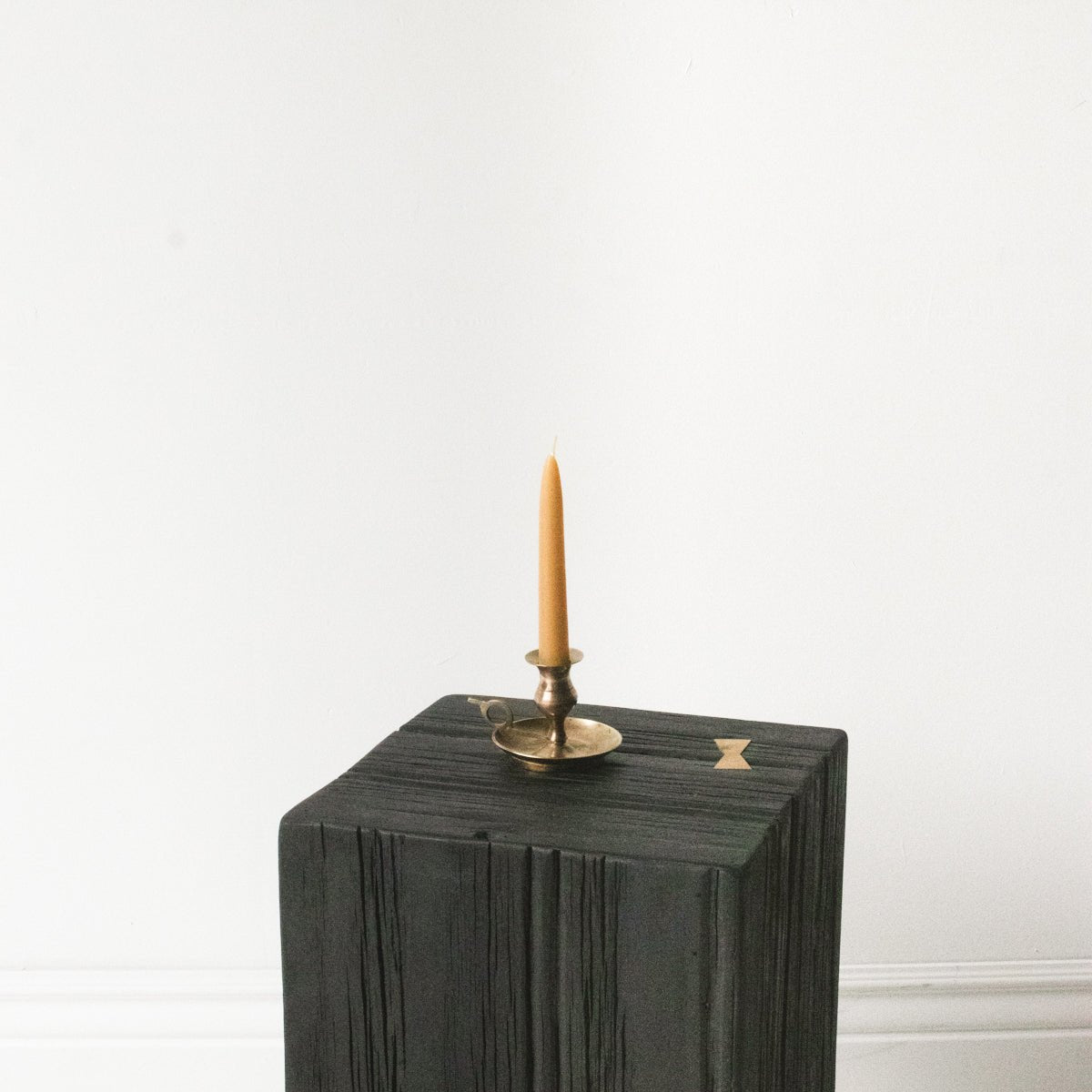 Hand Hewn Side Table with Brass Bow Tie - elsie green - furniture