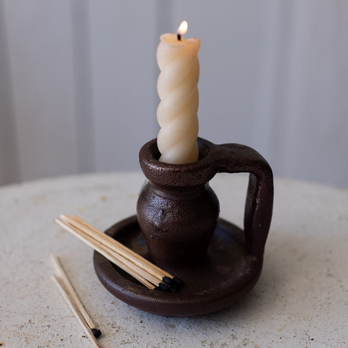 Hand Made Stoneware Candlestick - elsie green - decor