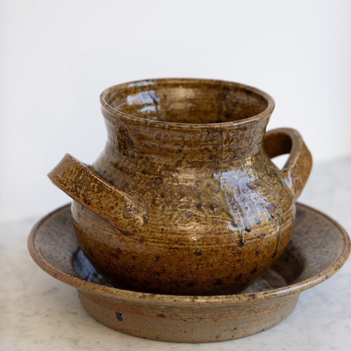 Hand Made Stoneware Crock & Plate | Signed by Artist. - elsie green - decor