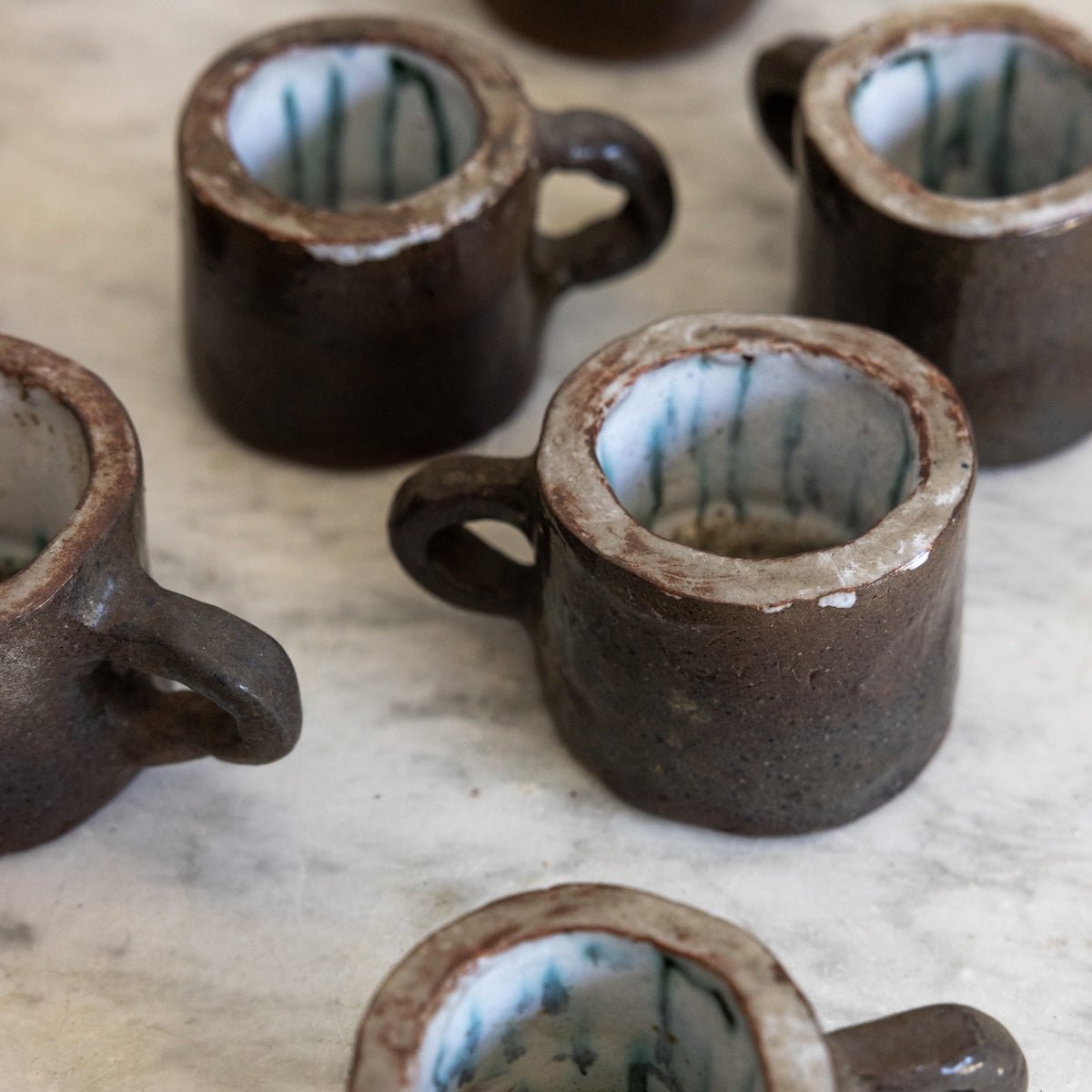 Hand Made Stoneware Mug Set of 7 | Signed by Artist - elsie green - French Kitchen