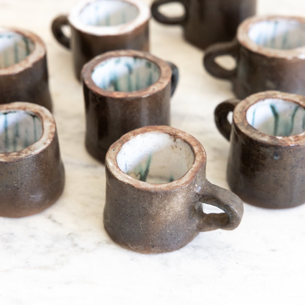 Hand Made Stoneware Mug Set of 7 | Signed by Artist - elsie green - French Kitchen