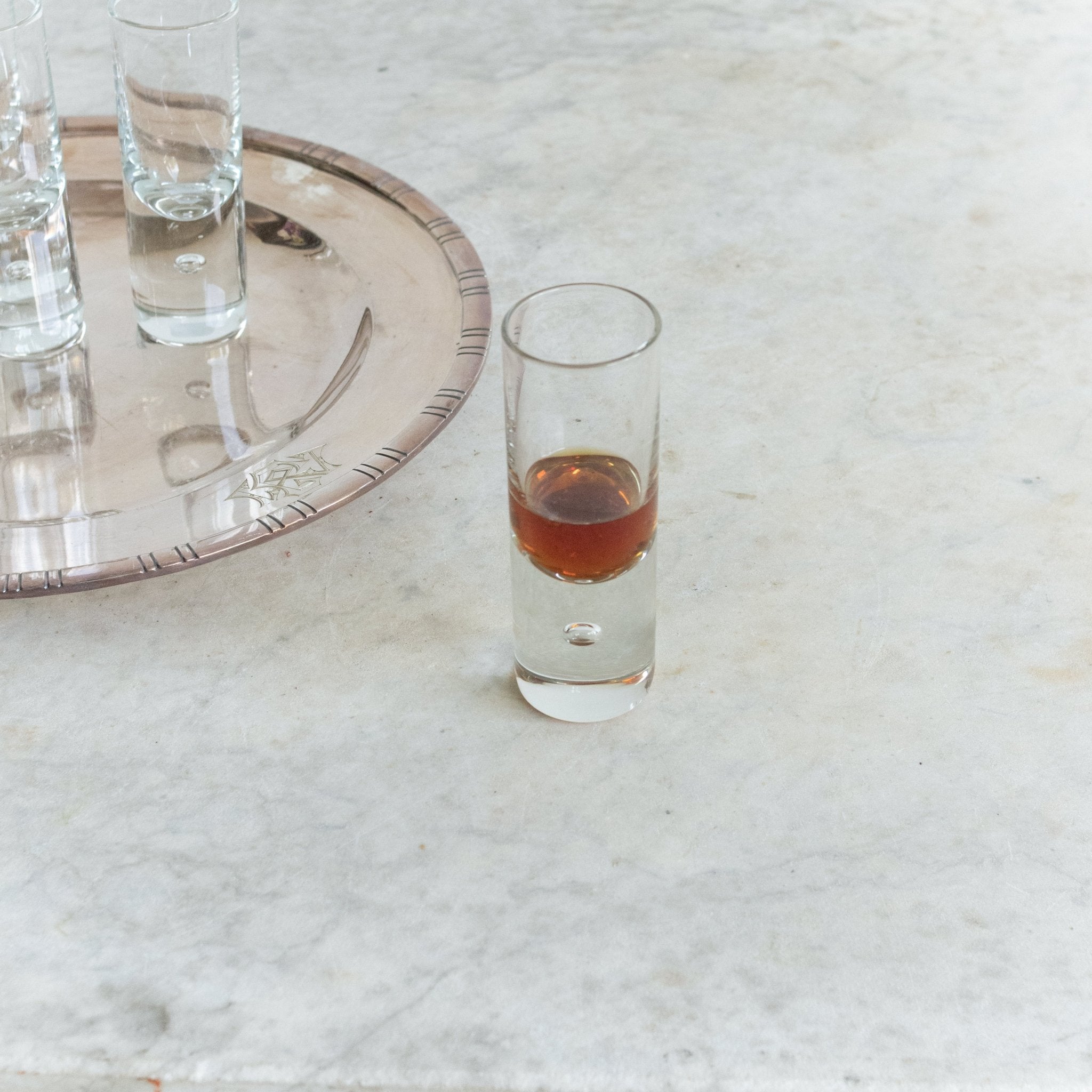 Heavy Sham Crystal Shot Glass Set of 6 - elsie green - the french kitchen