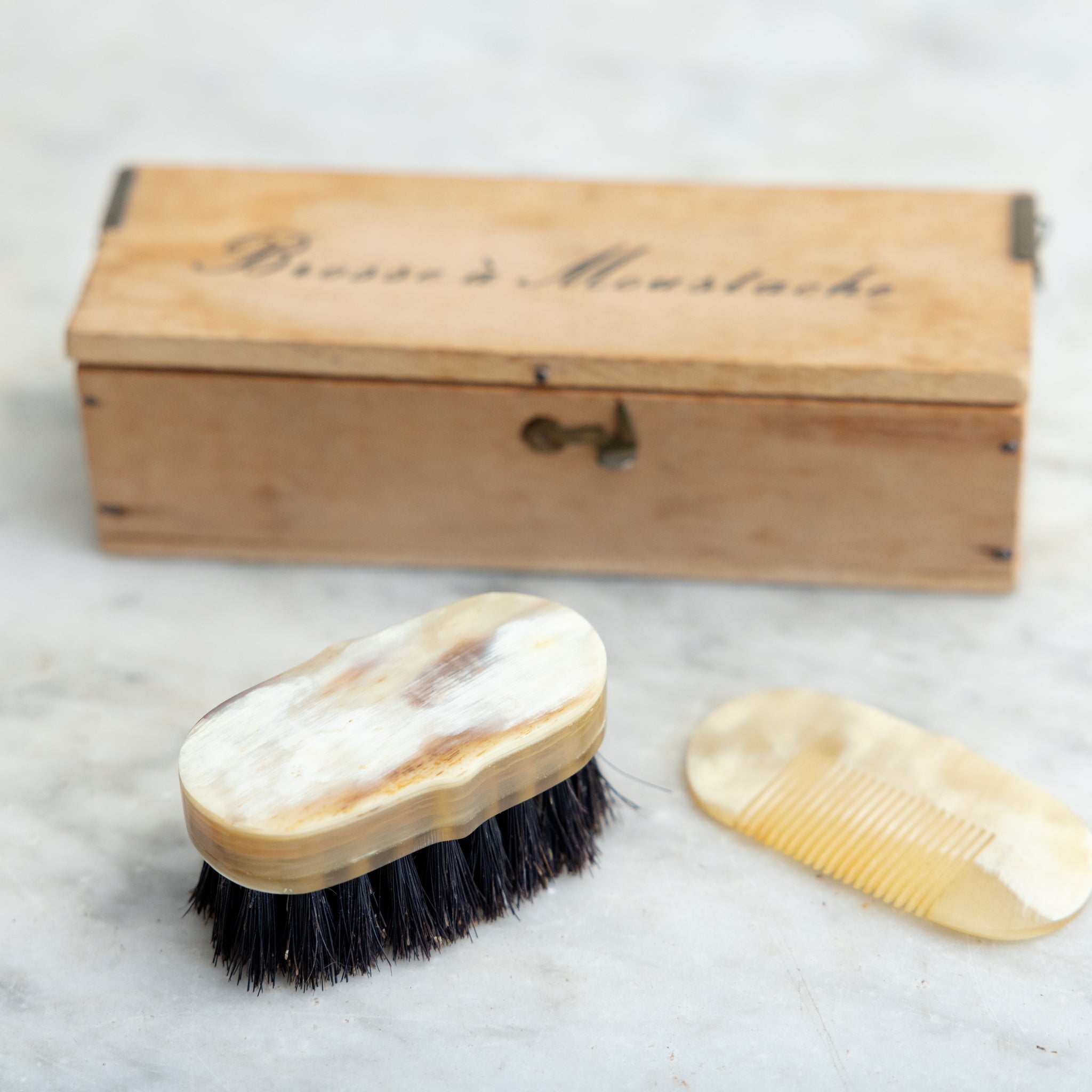 Horn Mustache Comb and Brush - elsie green - decor