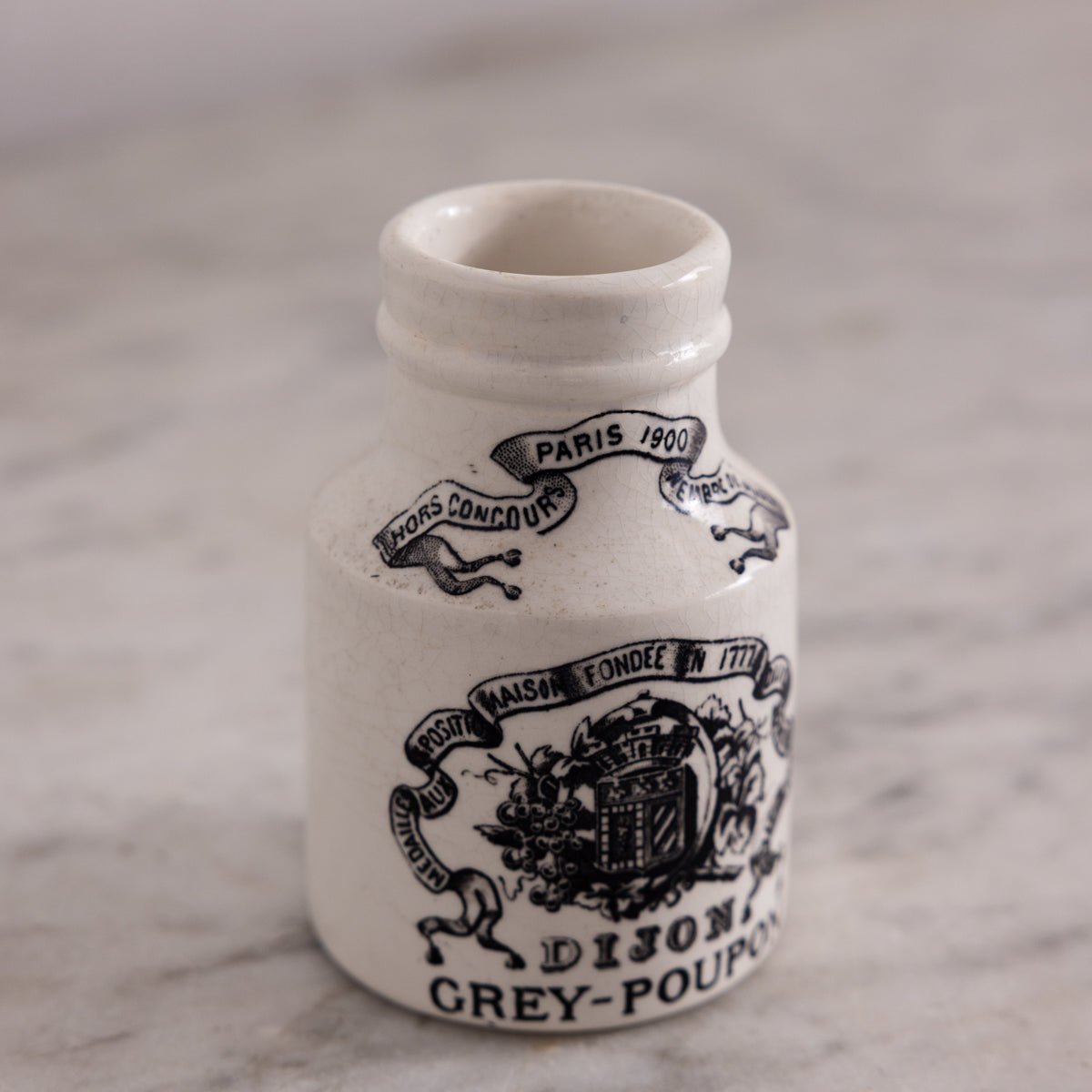 Imprinted Ironstone Mustard Pot - elsie green - the french kitchen