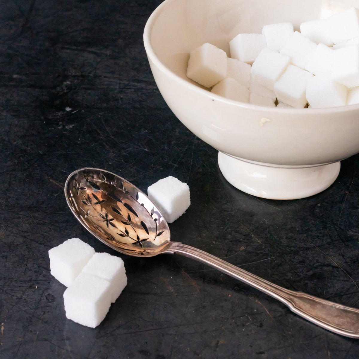 Ironstone Cafe Bowl with Silver Sugar Spoon - elsie green - the french kitchen