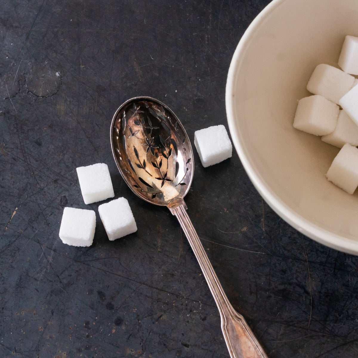 Ironstone Cafe Bowl with Silver Sugar Spoon - elsie green - the french kitchen