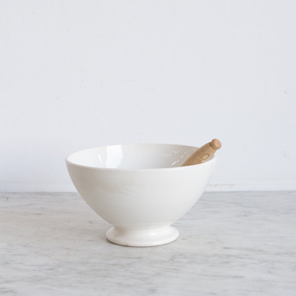 Ironstone Cafe Bowl with Wood Spoon - elsie green - The French Kitchen