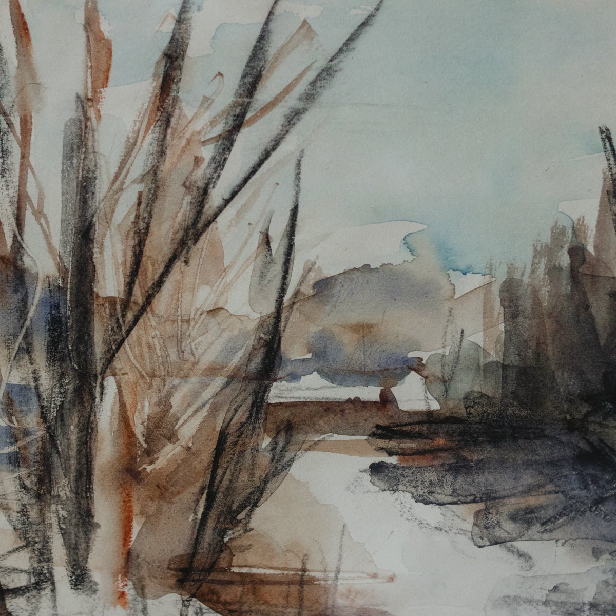 La Riviére en Hiver Watercolor Painting - elsie green - art