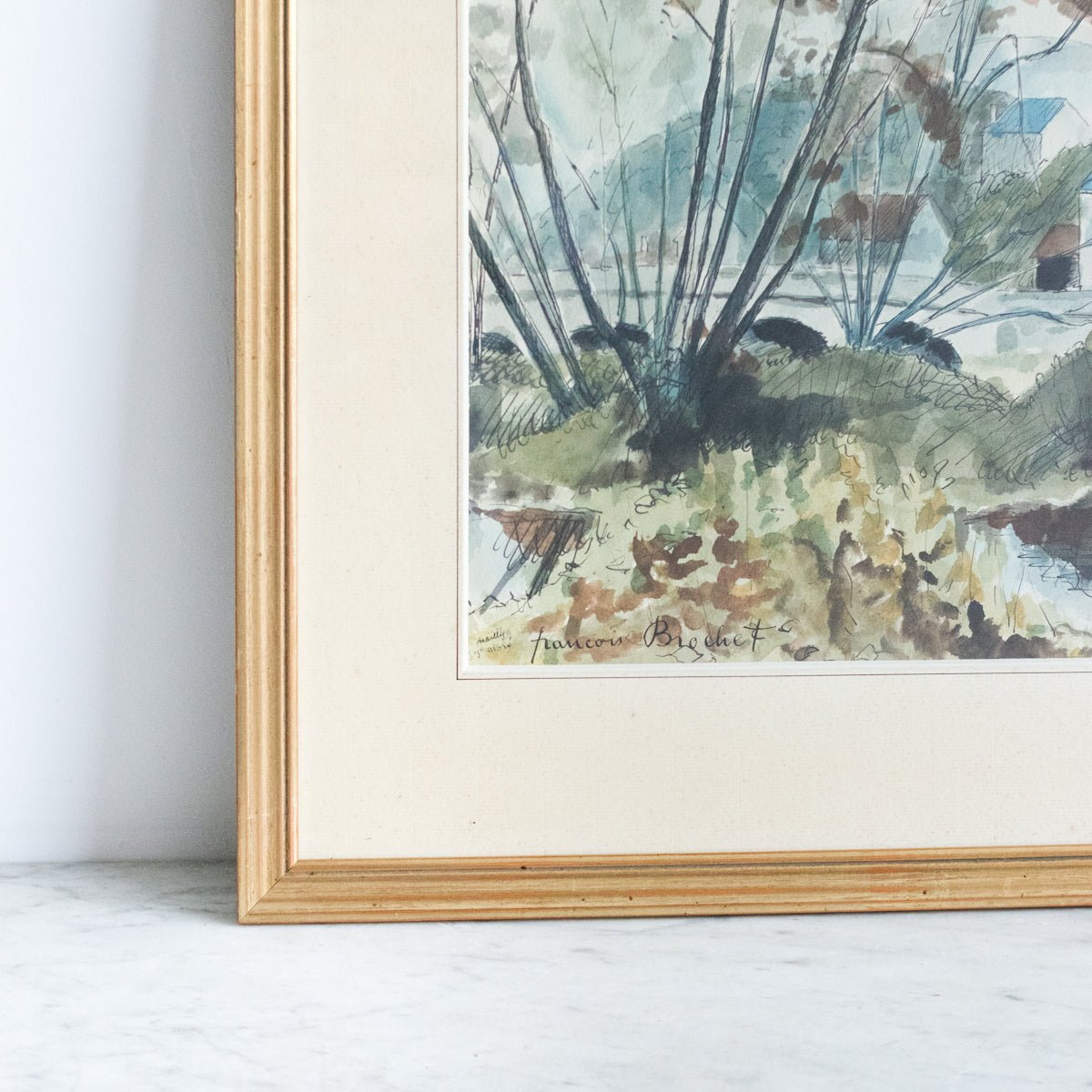 Lakeside Chateau Watercolor Painting - elsie green - art