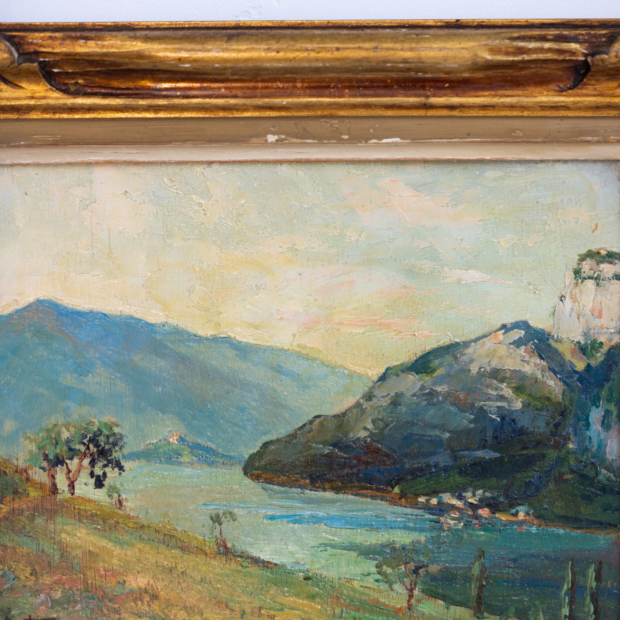 Landscape with Blue Mountains Oil Painting - elsie green - art