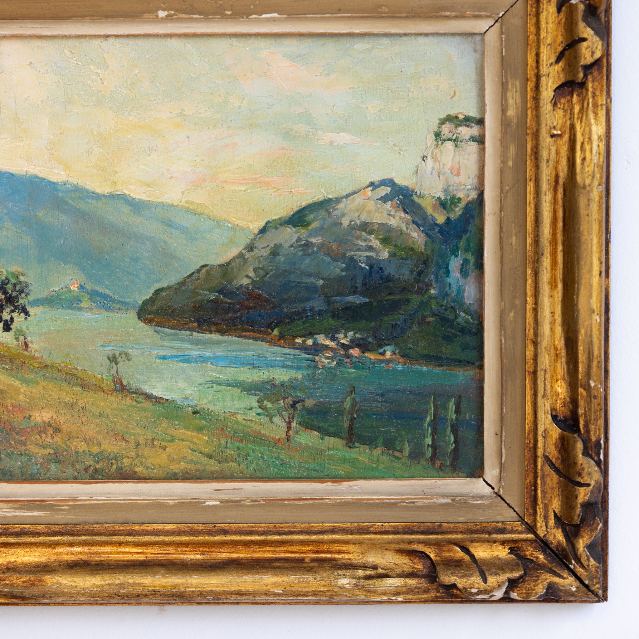 Landscape with Blue Mountains Oil Painting - elsie green - art