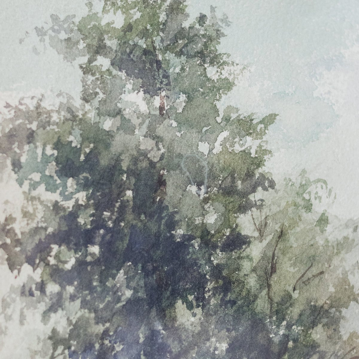 Landscape with Tall Tree Watercolor Painting - elsie green - art