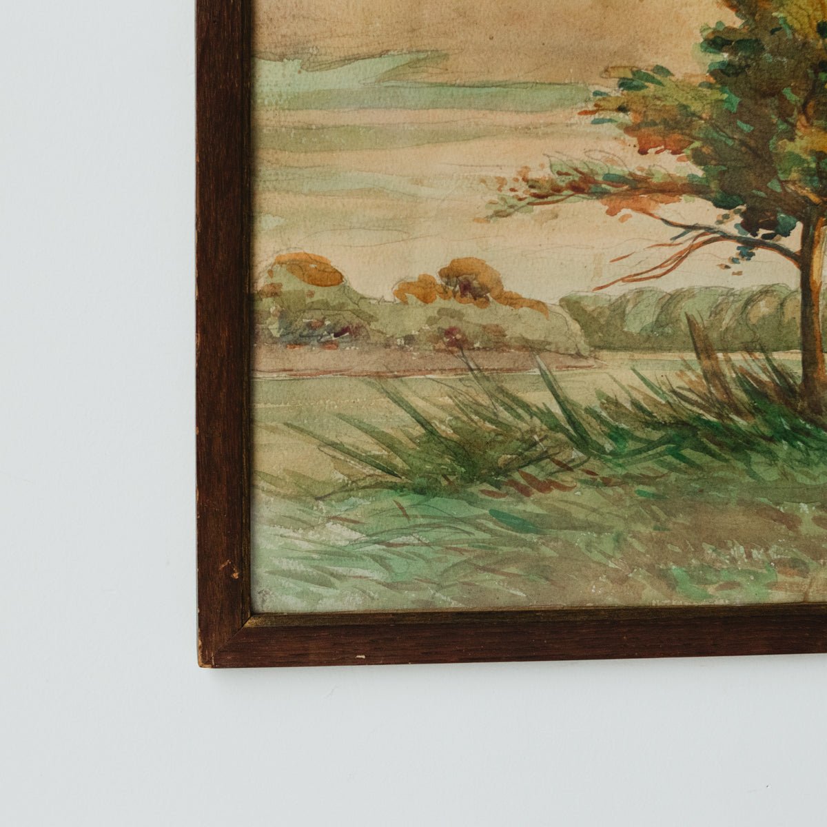 Landscape with Windblown Trees Watercolor Painting - elsie green - art