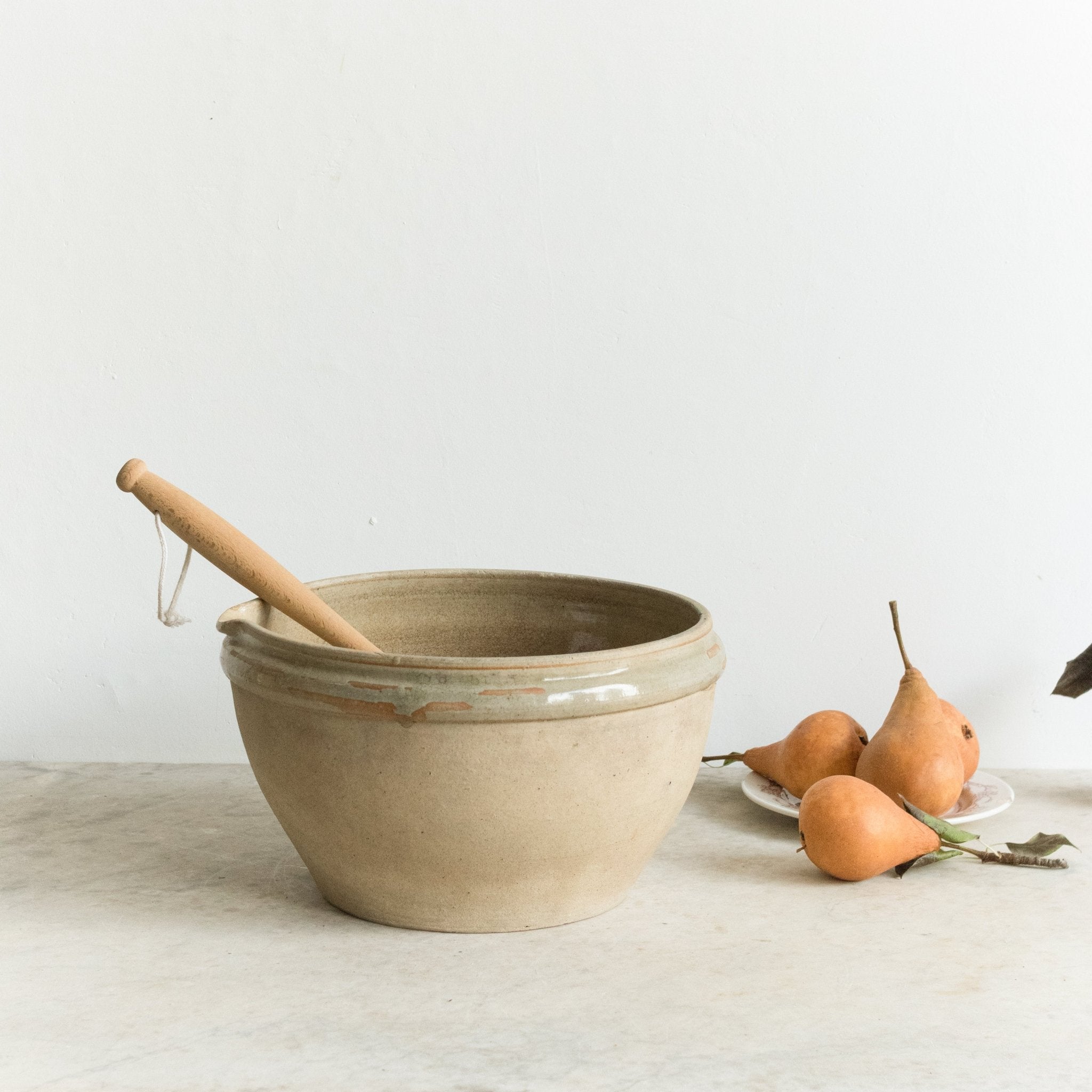 Large Stoneware Mixing Bowl With Large Olive Spoon - elsie green - The French Kitchen