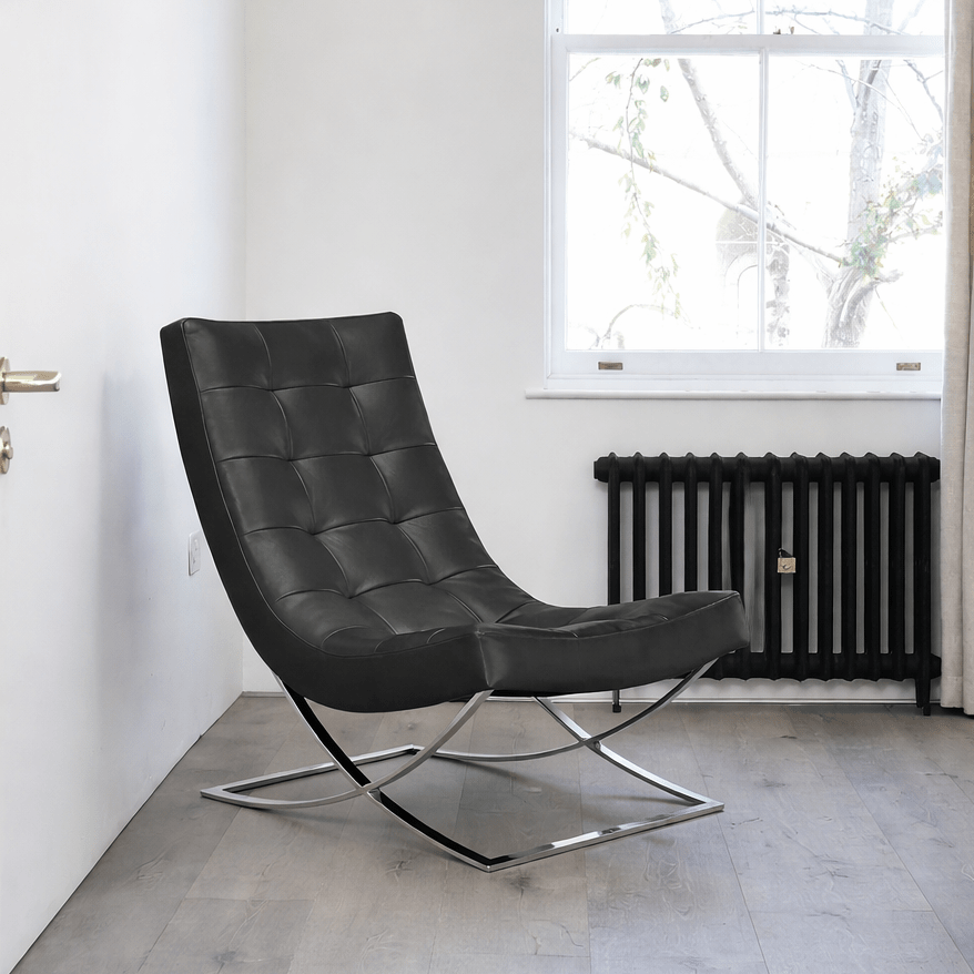 Leather Slope Chair & Ottoman - elsie green - furniture