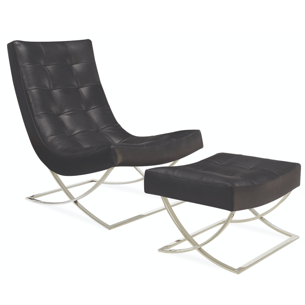 Leather Slope Chair & Ottoman - elsie green - furniture