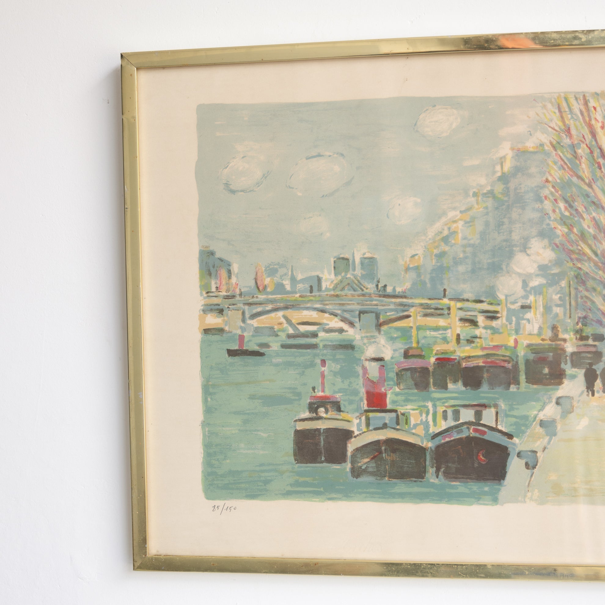 Les Peniches de Notre Dame Paris Lithograph - elsie green - Paintings .