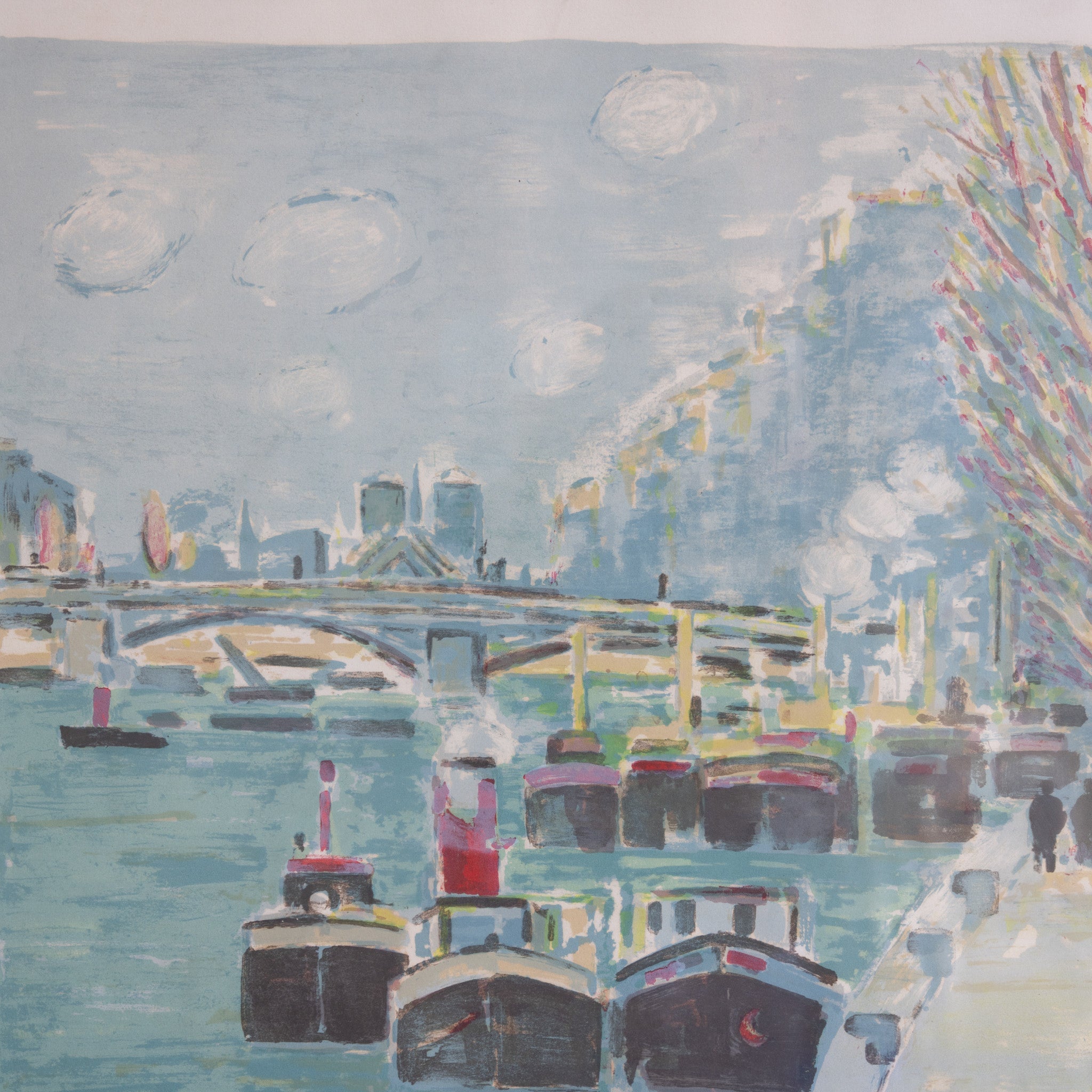Les Peniches de Notre Dame Paris Lithograph - elsie green - Paintings .