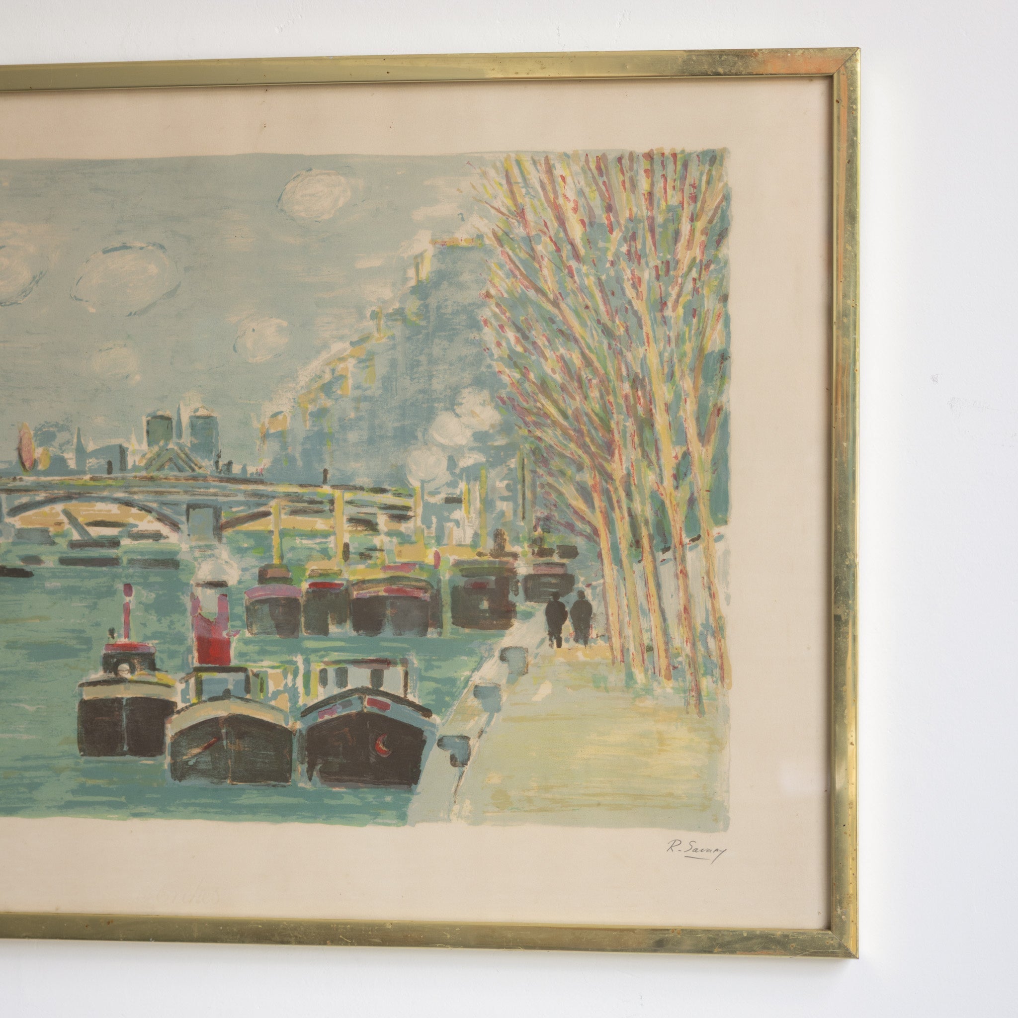 Les Peniches de Notre Dame Paris Lithograph - elsie green - Paintings .
