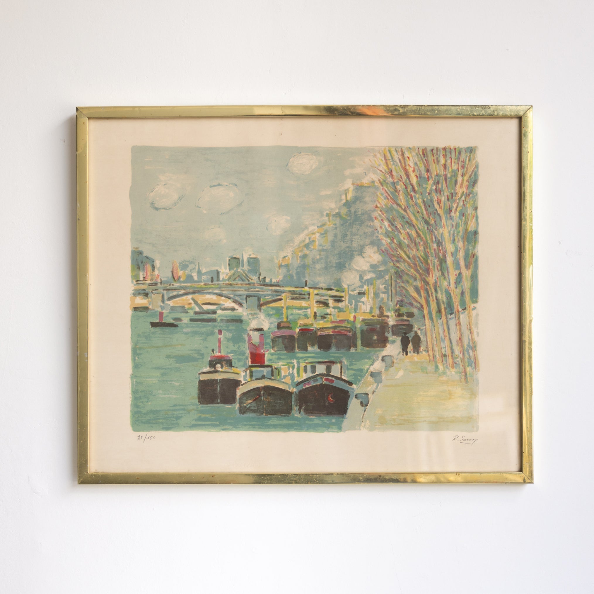 Les Peniches de Notre Dame Paris Lithograph - elsie green - Paintings .