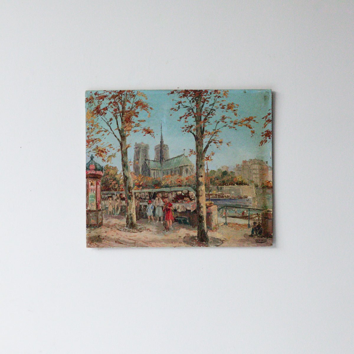 Les Quais de Seine, Notre Dame de Paris Oil Painting | Dated 1878 - elsie green - art