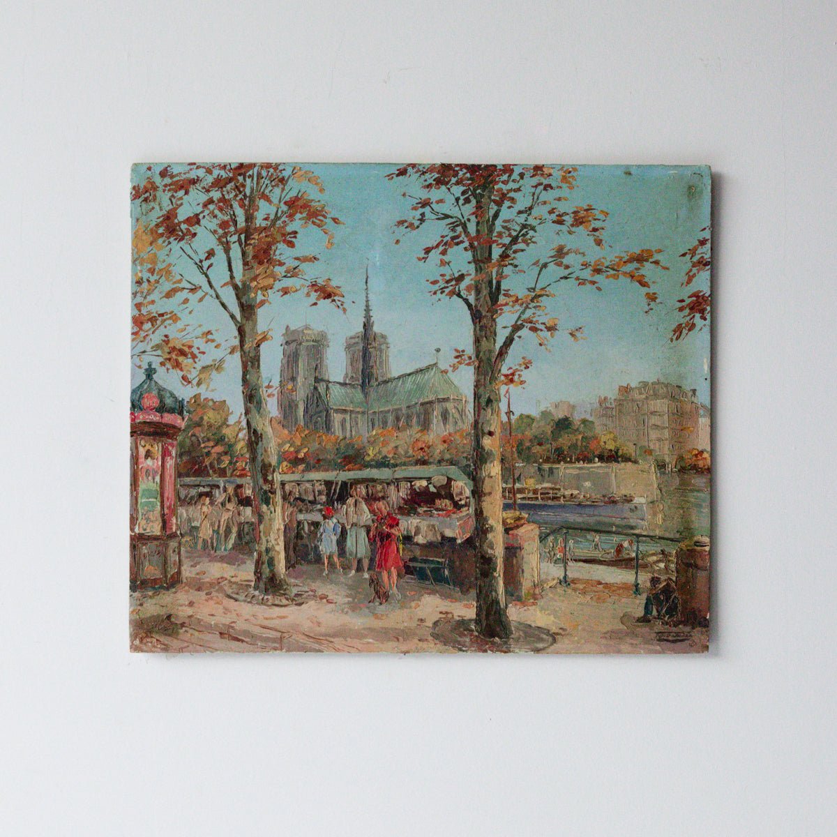 Les Quais de Seine, Notre Dame de Paris Oil Painting | Dated 1878 - elsie green - art