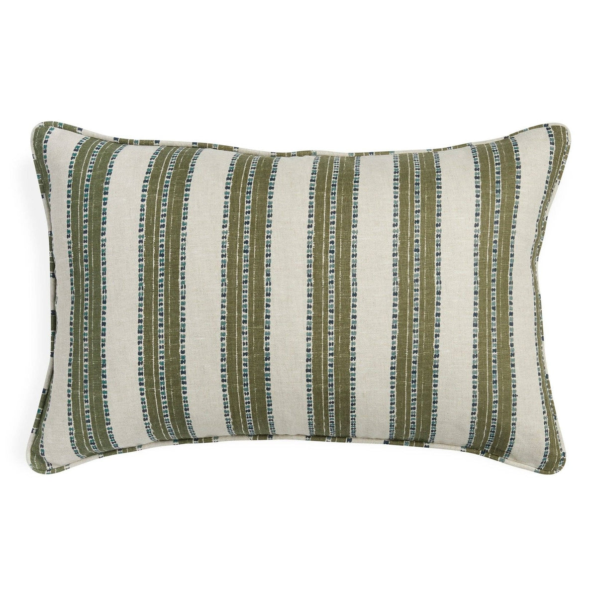 Linen Block Print Pillow Cover | Limeuil Stripe - elsie green - Textiles